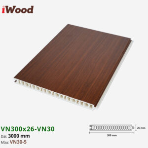 Vách Ngăn Nhựa PVC Vân Gỗ VN300x26 Iwood VN30-5